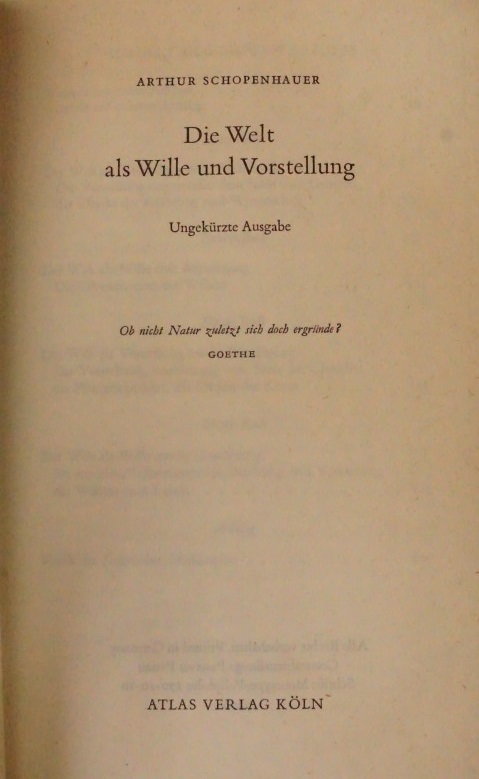 Die Welt Als Wille und Vorstellung