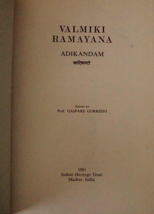 Valmiki Ramayana - Adikandam and others