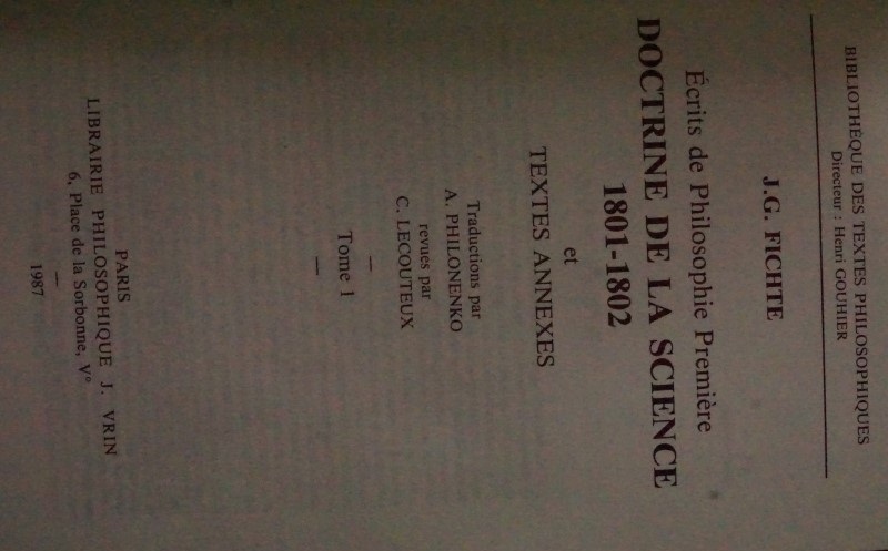 Doctrine de la Science 1801-1802