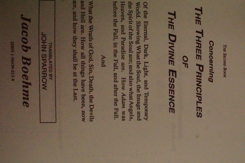 Concerning the Three Priciples of the divine Essence