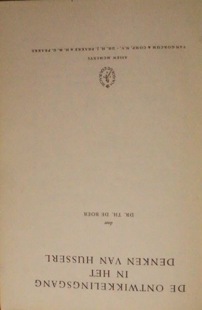 De Ontwikkelingsgang in het denken van Husserl