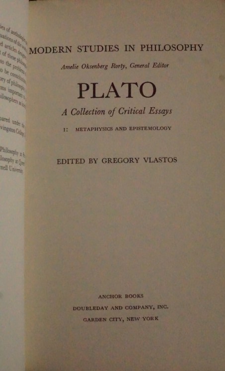 Plato a Collection of Critical Essays