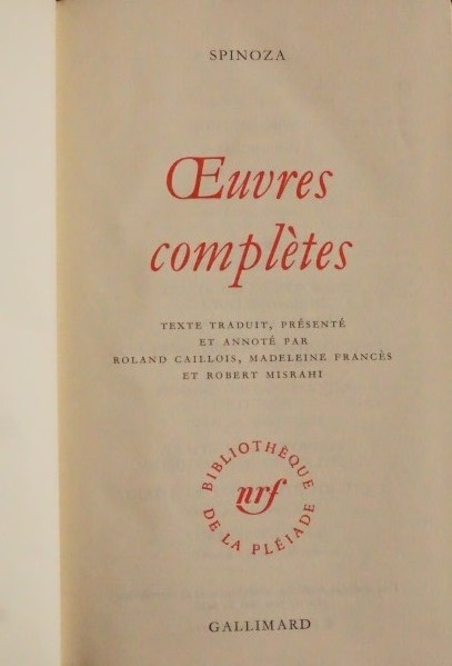 Spinoza Oeuvres complètes