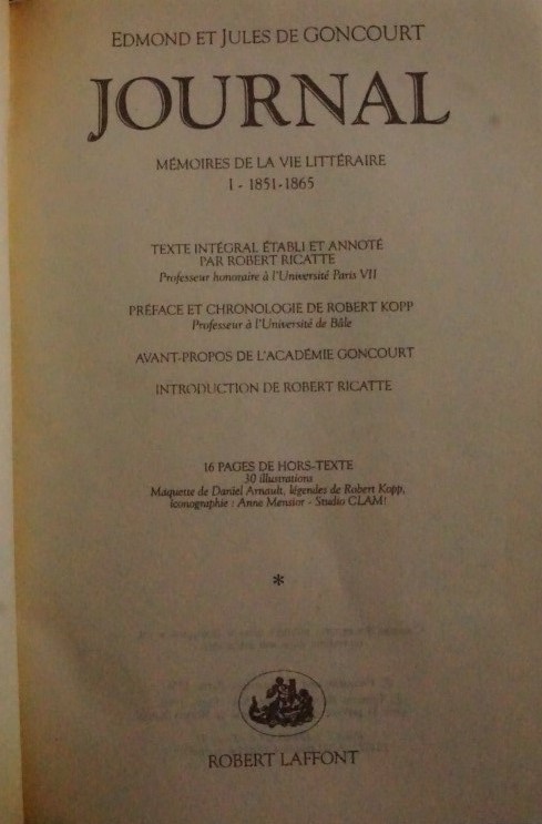 Journal - Mémoires de la Vie Littéraire 