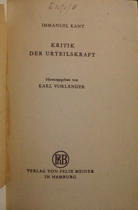 Kritik der Urteilskraft