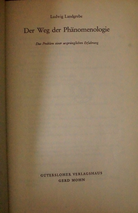 Der Weg der Phänomenologie 