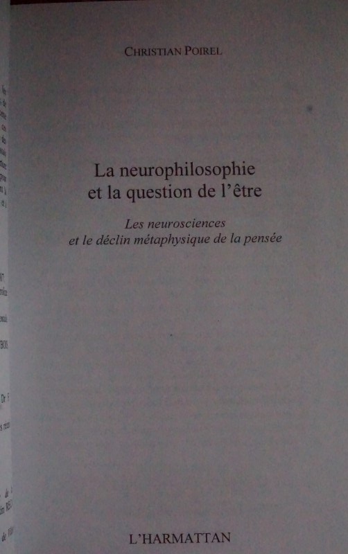 La Neurophilosophie et la Question de L`Être