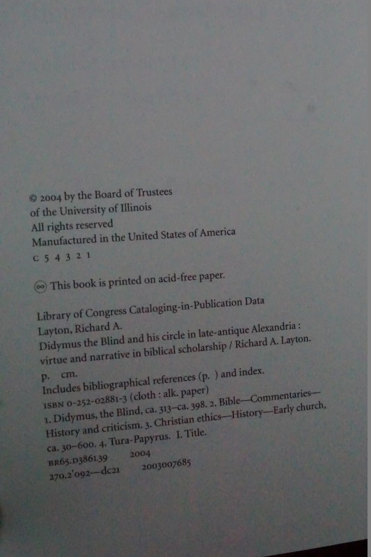 Didymus the Blind - And his circle in Late-Antique Alexandria