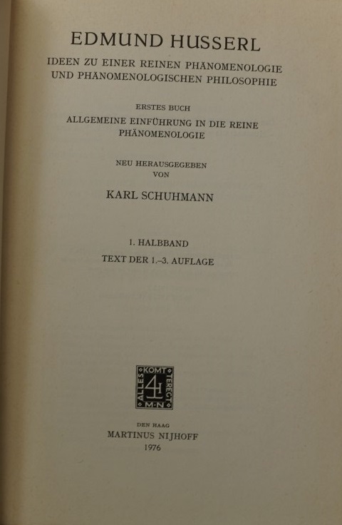 Ideen zu einer reinen Phänomenologie und Phänomenoligischen Philosophie - Band III, 1