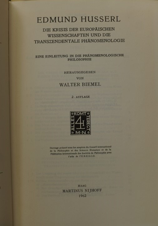 Die krisis der Europäischen Wissenschaften und die Tranzendentale Phänomenologie