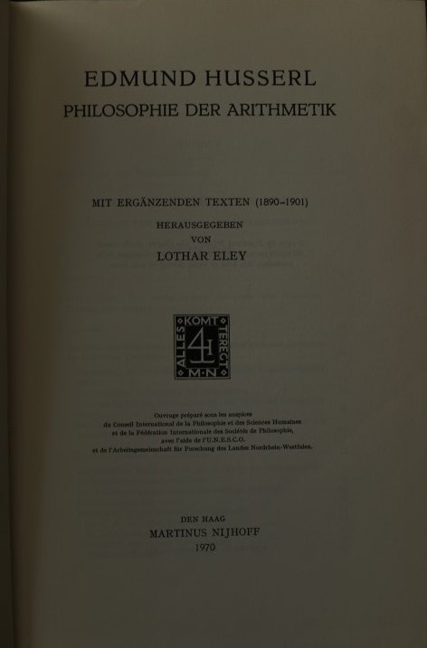 Philosophie der Arithmetik (1890-1901)