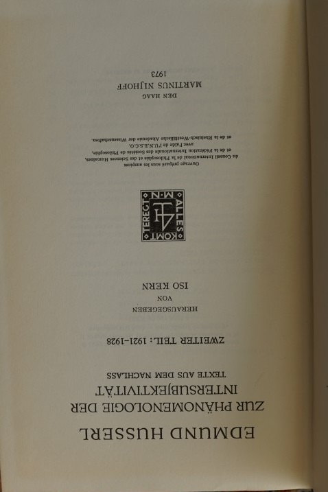 Zur Phänomenologie der Intersubjektivität - texte aus dem nachlass -Zweiter Teil: 1921-1928