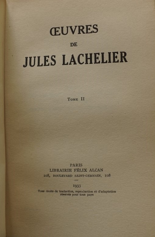 Oeuvres de Jules Lachelier - Tome II
