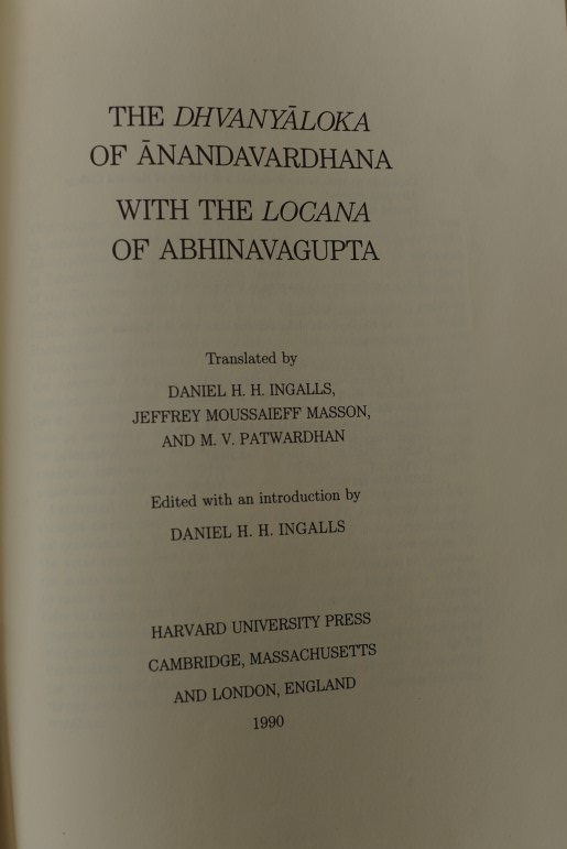 The Dvanyaloka of Anandavardhana with the Locana of Abhinavagupta