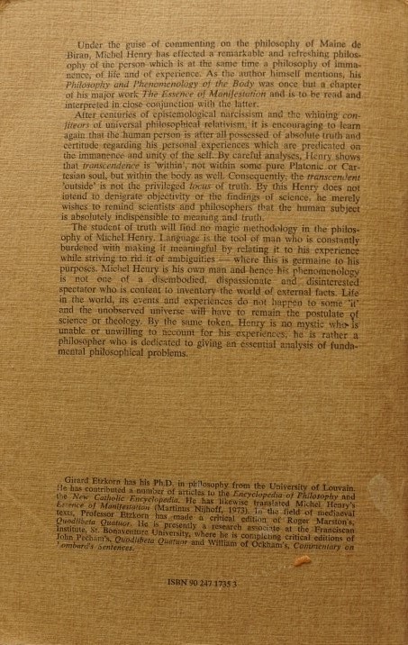 Philosophy and Phenomenology of the Body