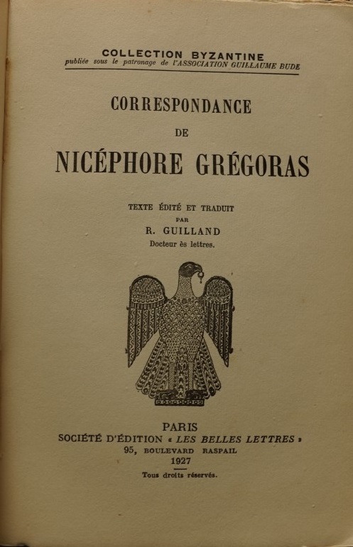Correspondance de Nicéphore Grégoras