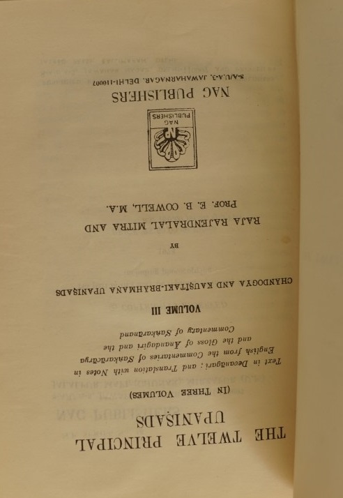 The Twelve Principal Upanisads (in three volumes) Volume III Chandogya and Kausitaki-Brahmana Upanisad