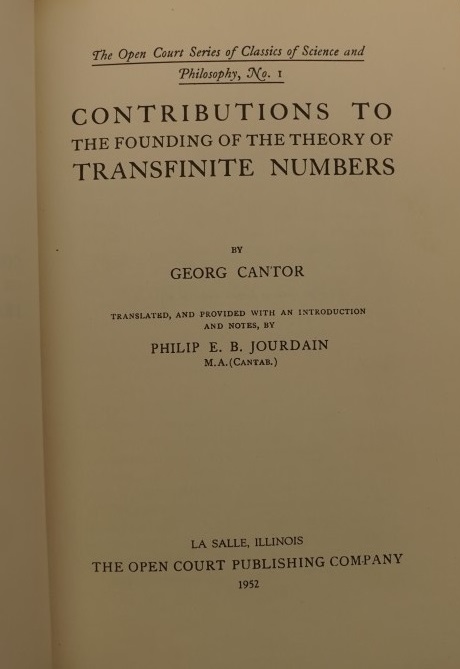 Contributions to the Founding of the Theory of Transfinite Numbers