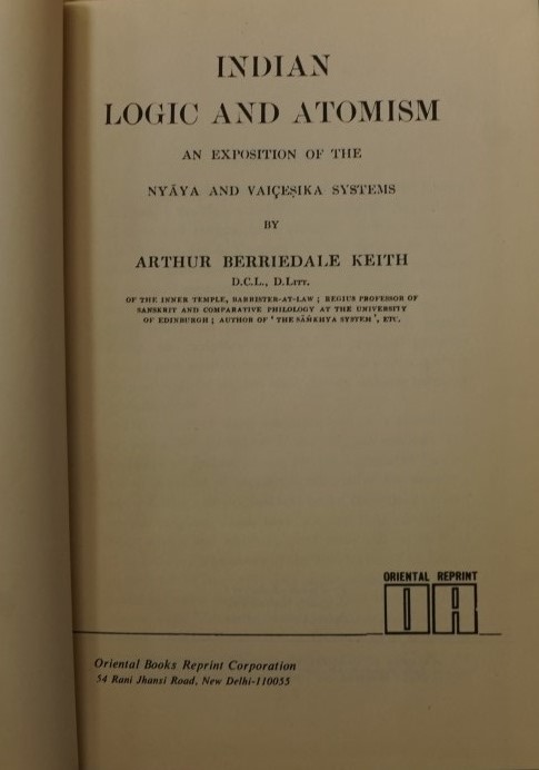 Indian Logic and Atomism