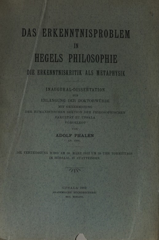 Das Erkenntnisproblem in Hegels Philosophie