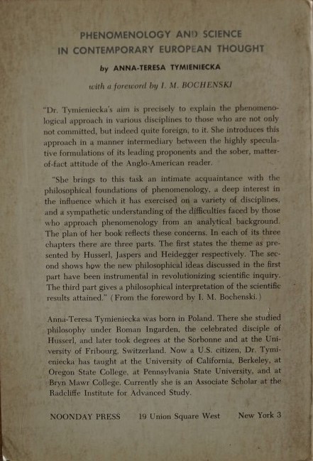 Phenomenology and Science in contemporary European thought