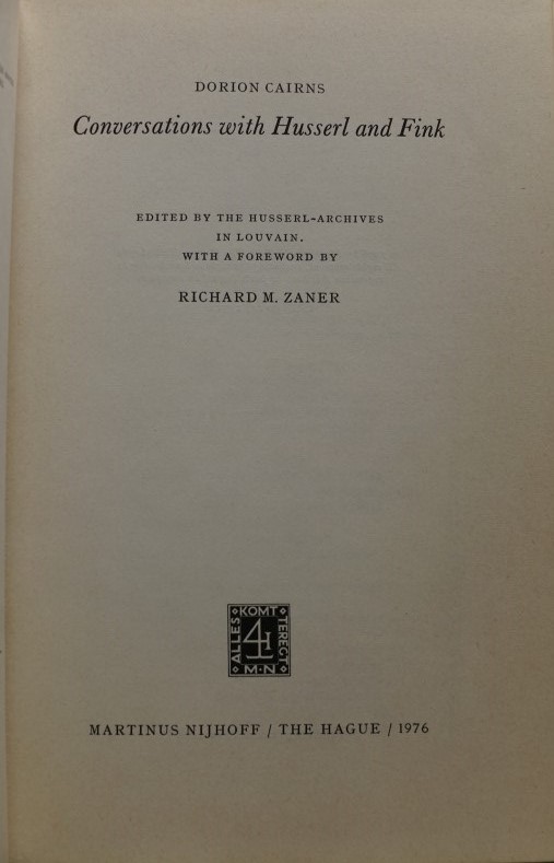 Conversations with Husserl and fink