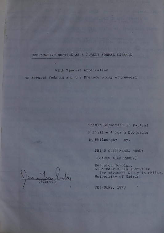 Comparative Noetics as a Purely Formal Science with Special Application to Advaita Vedanta and the Phenomenology of Husserl