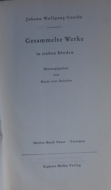 Gesammelte Werke in Sieben Bänden - Dritter Band: Faust - Versepen